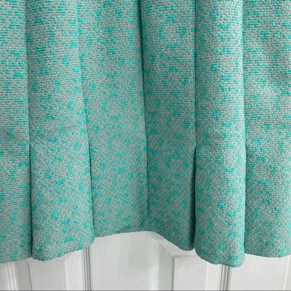 NANETTE LEPORE Demure Pleated Tweed Teal Dress 2 - Picture 9 of 9
